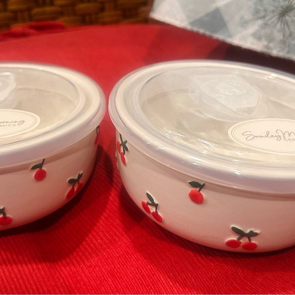 Cherry Design Ceramic Bowls